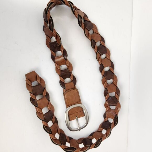 Faux leather chain style belt wth silver buckle Statement - Picture 2 of 4